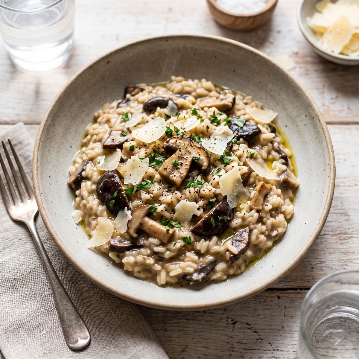 Hubové rizoto s parmezánom