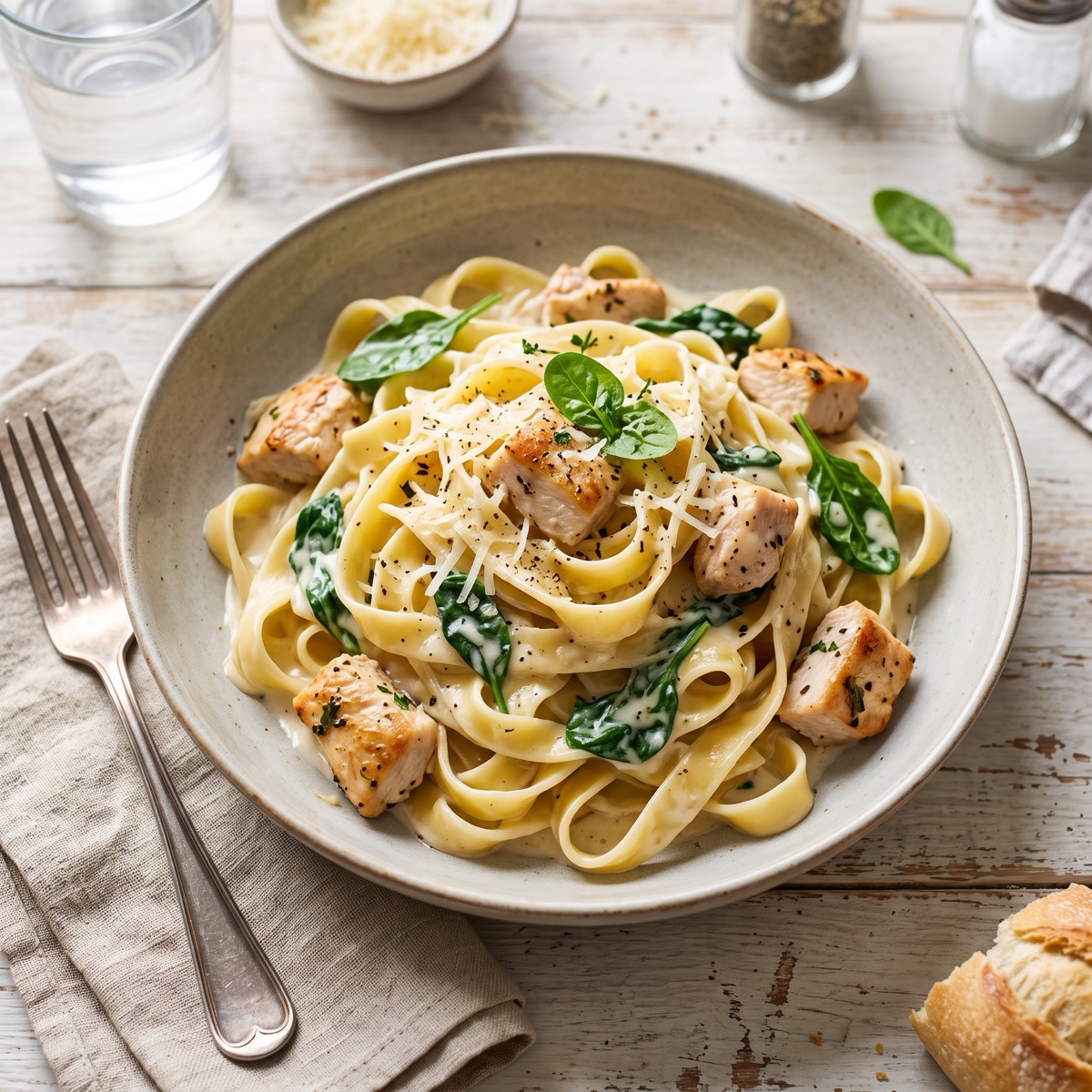 Tagliatelle s kuracím a špenátom