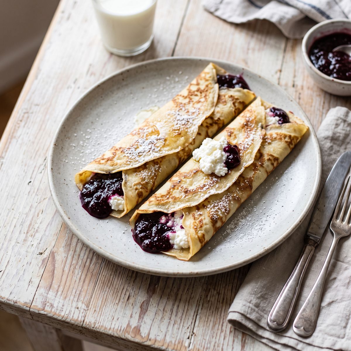 Palacinky s lekvárom a tvarohom